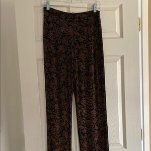 Coldwater Creek Black and Brown Straight Leg Pants with Elastic Waistband
